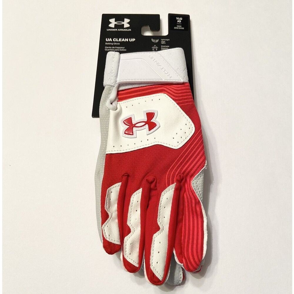 Under Armour Boy's UA Clean Up Baseball Softball Youth Batting Gloves Sz YLG NWT